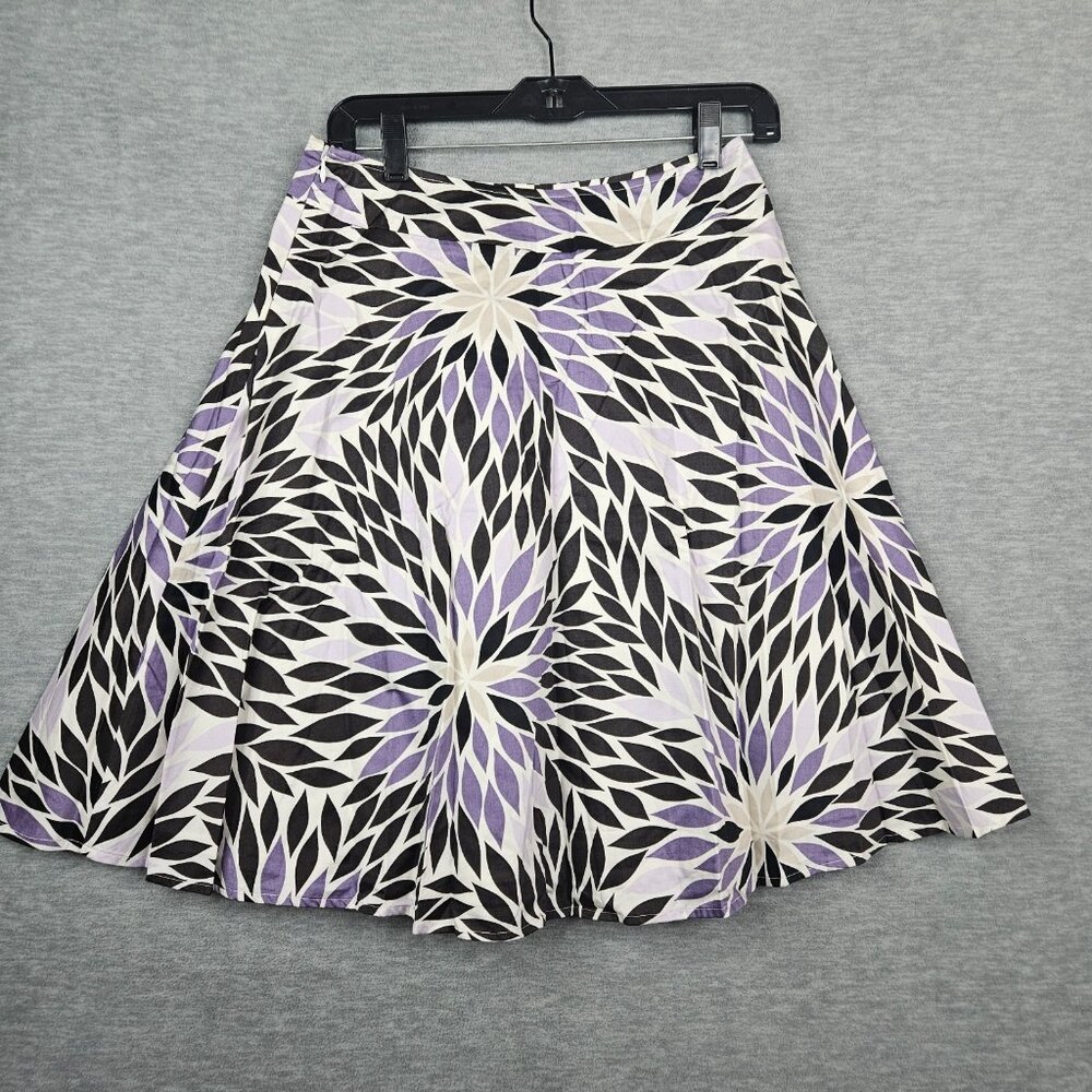 Esprit Collection Women's Black Purple Printed Floral Cotton Skirt Sz US 4 NEW